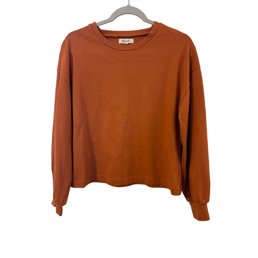 Madewell Womens Rust Orange Balloon Sleeve Sweatshirt Small Dropped Shoulder